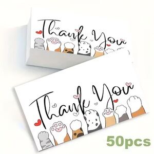 Animal Paw Thank You Cards 50pcs, NEW